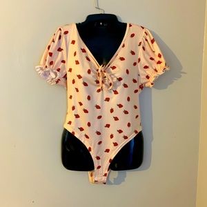Shein Curve Strawberry Print Bodysuit